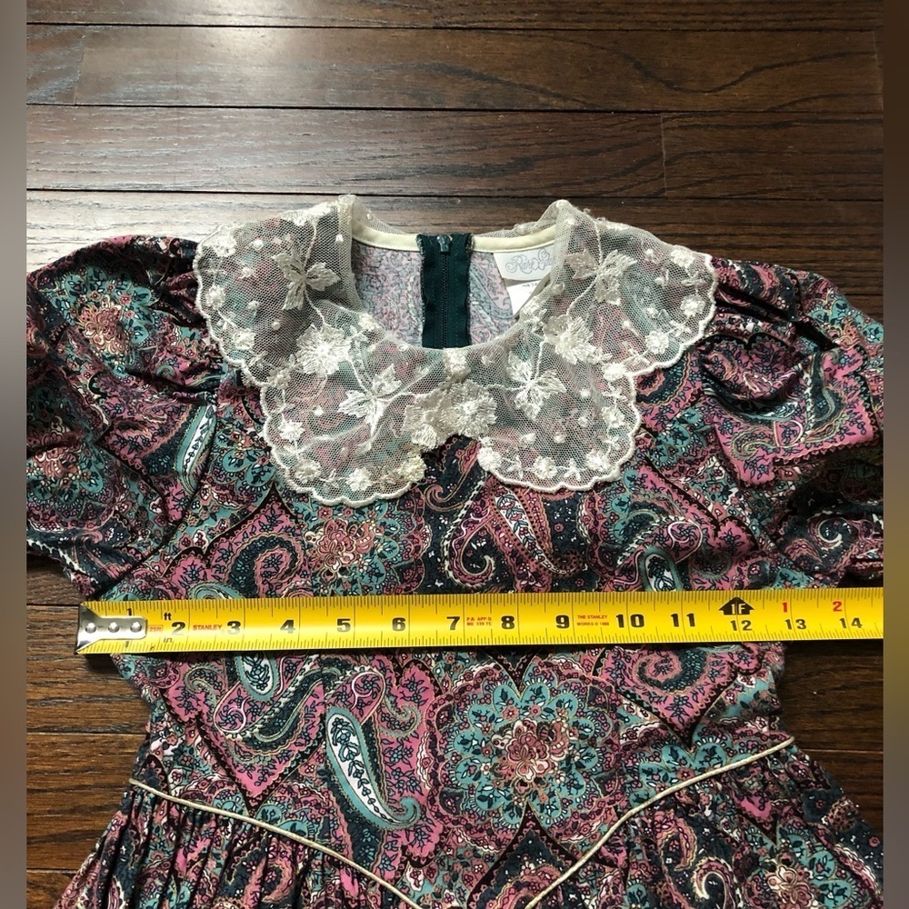 *VGUC* Rare Editions Girls 7 Vintage Purple Paisley Short-Sleeved A-Line Dress - Picture 10 of 15